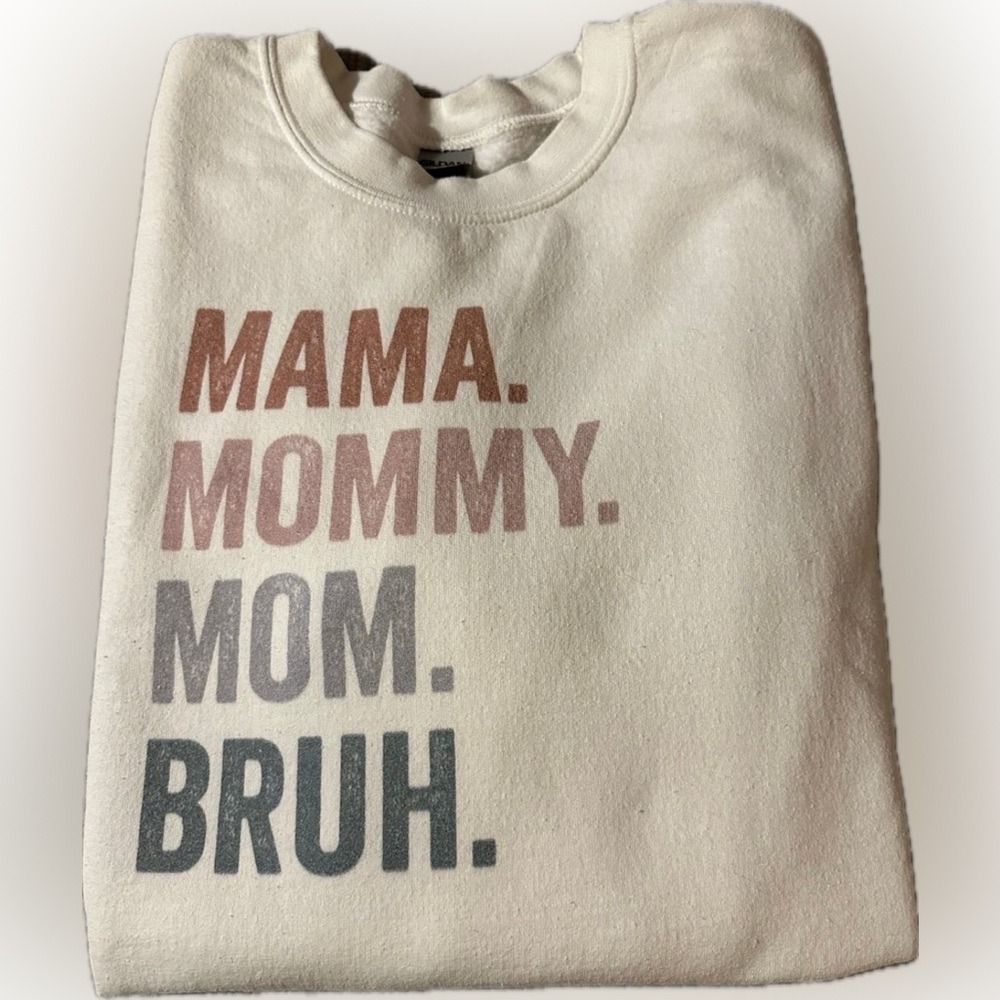 Gildan Heavy Blend mama.mommy.mom.bruh crewneck sweatshirt sz med - Picture 2 of 6